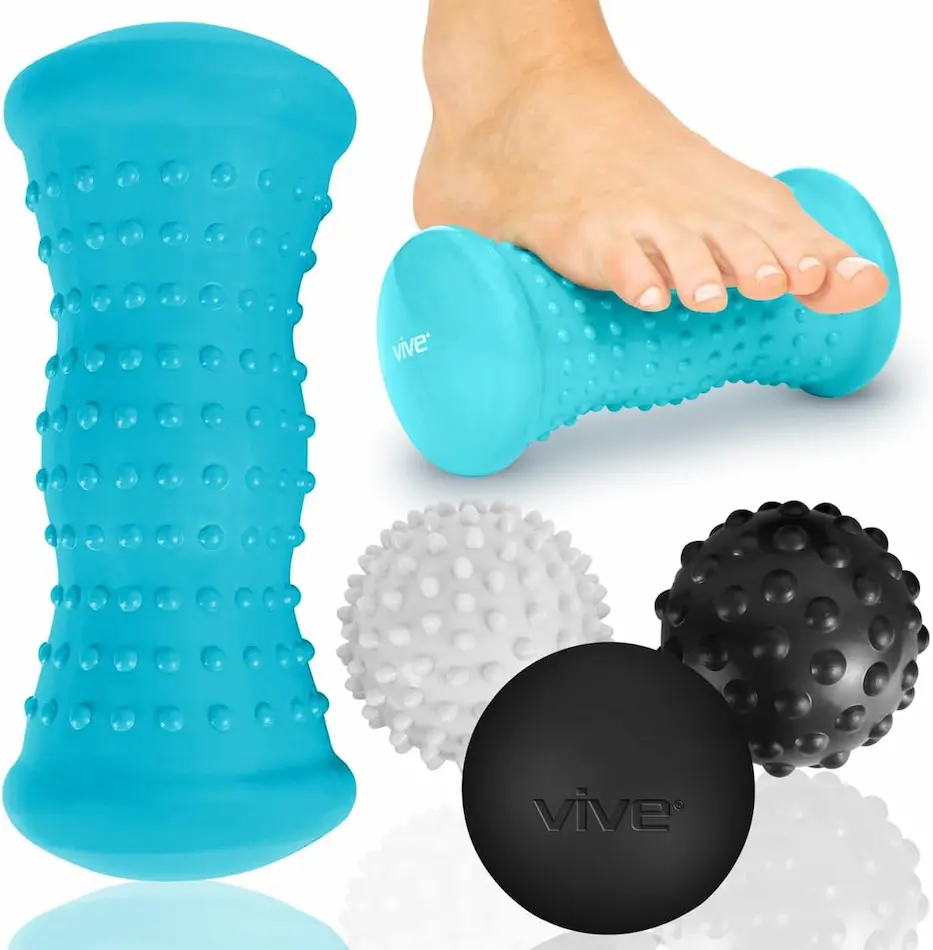 Vive Massage Ball Set (4 Piece) - Foot Pain Hot Cold Therapy Kit 
