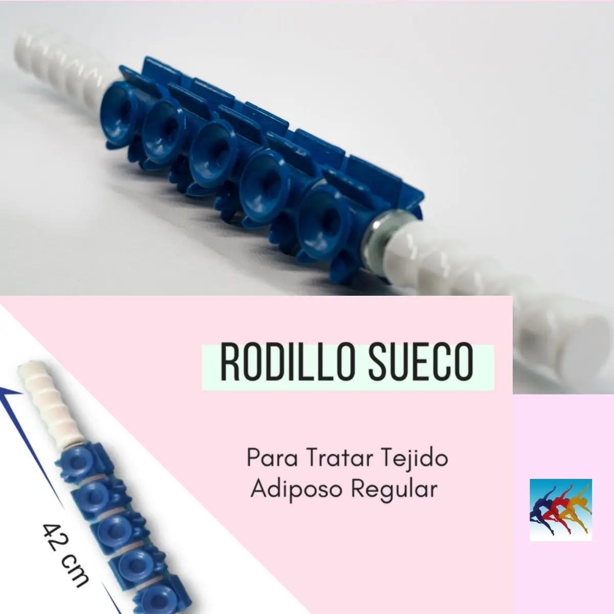 Medidas del Rodillo Sueco Sencillo Azul de aproximadamente 40 cm